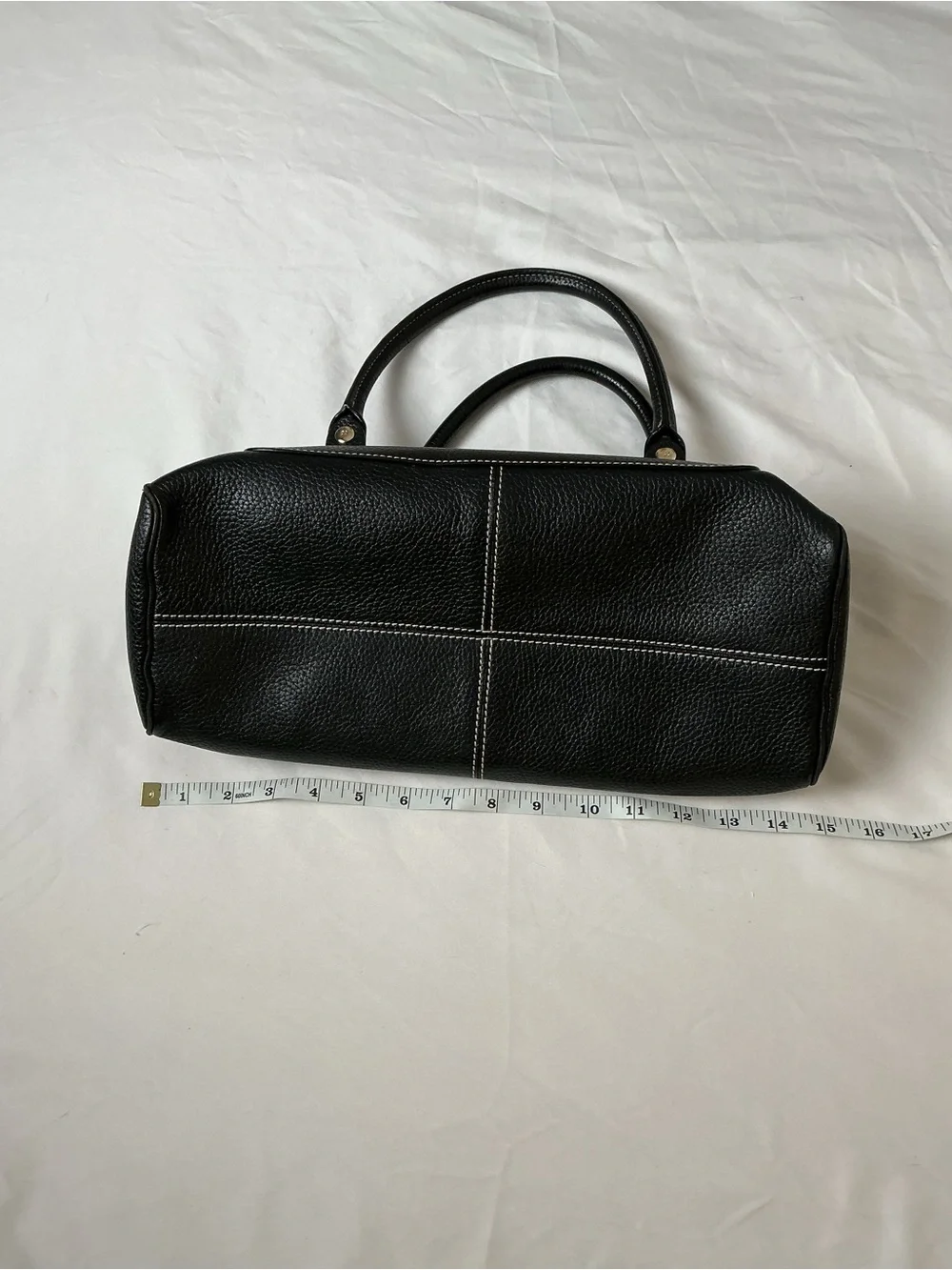 Vintage Kate Spade Black Pebbled Leather Satchel Zebra Lining Contrast Stitch